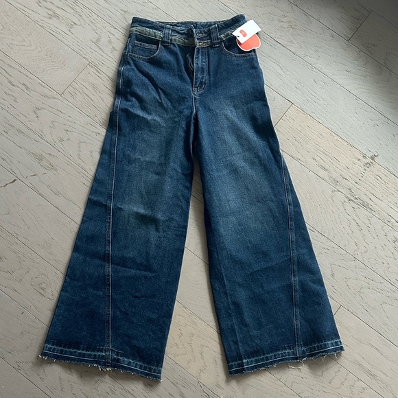 [NEW] Cider High Waist Wide Leg Dark Blue Jeans - Picture 3 of 5